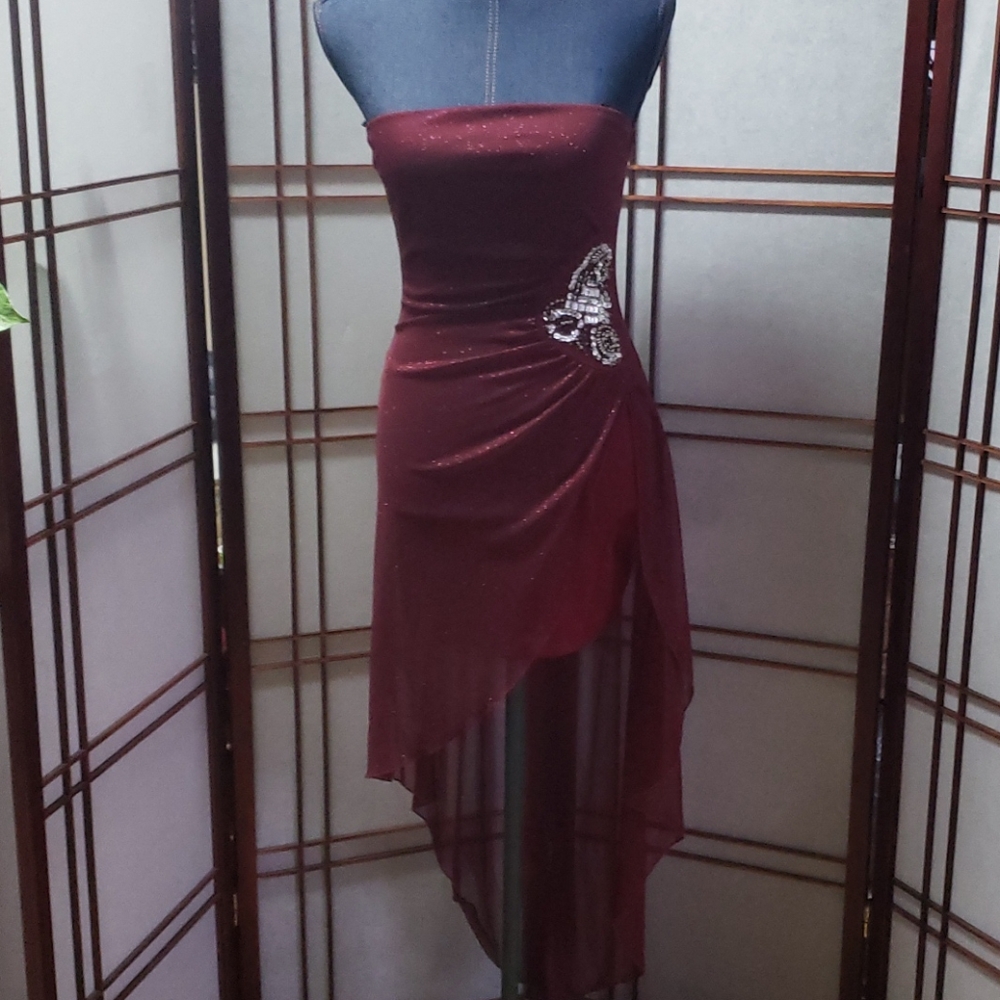 Deb Sleeveless dark Red/Design Dress Sz S